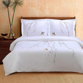 Spring Cotton 3 Piece Embroidered Floral Duvet Cover Set
